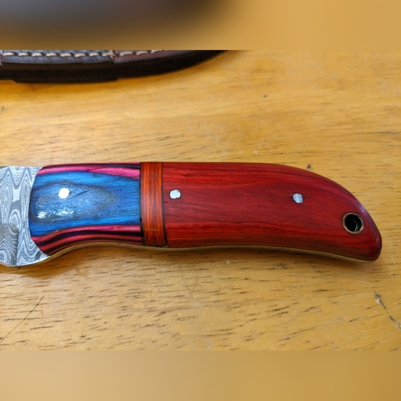 Damascus steel blade men's hunting skinner knife, T1-1865 - Picture 7 of 8